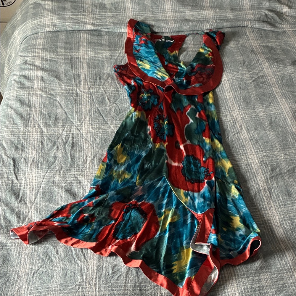 Yigal Azrouel Red and Blue Floral Midi Dress